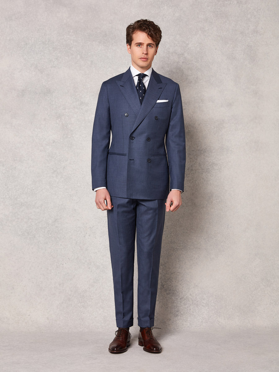 Mid blue double breasted 2 piece suit Oscar Hunt