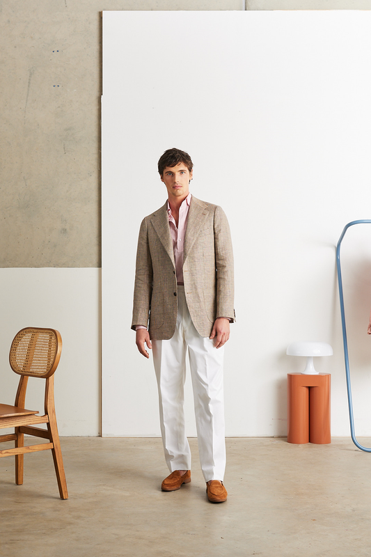 Linen Glen Check Blazer and White Cotton Chinos