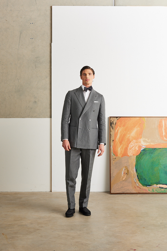 Gray Irish Linen Double Breasted Suit