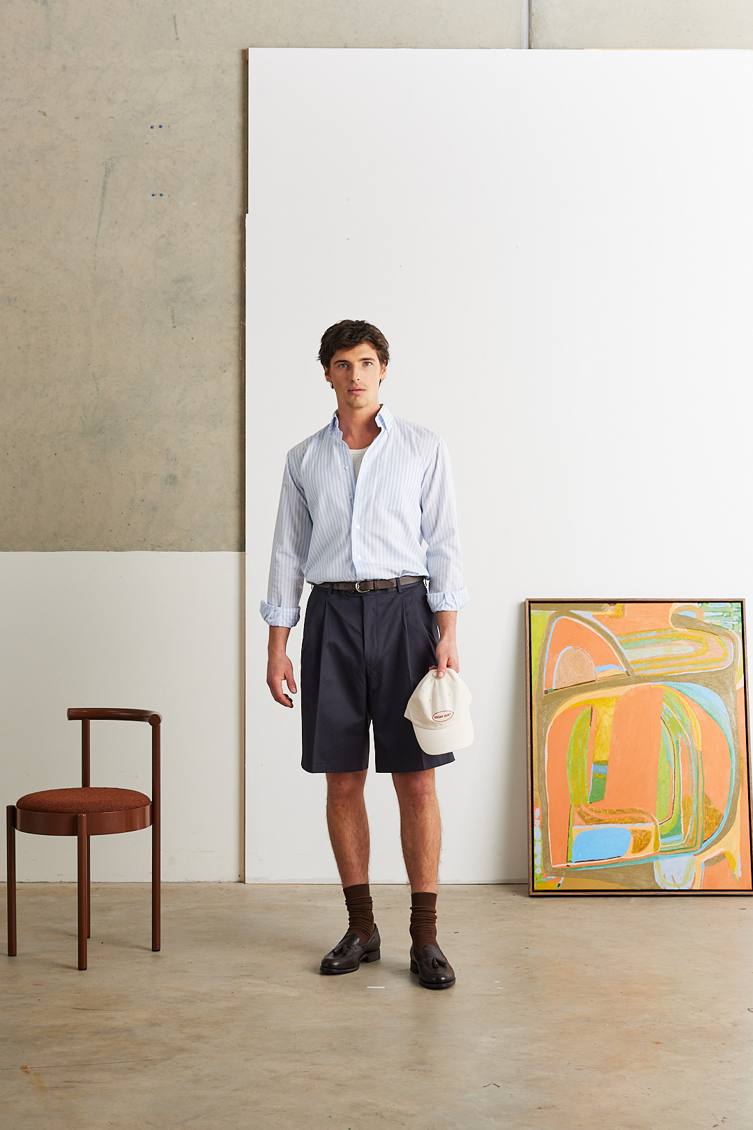 Stripe Linen Shirt and Navy Cotton Shorts